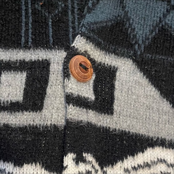 Vintage | Alpaca Wool Aztec Tribal Print Hooded Sweater Jacketet - Picture 7 of 7